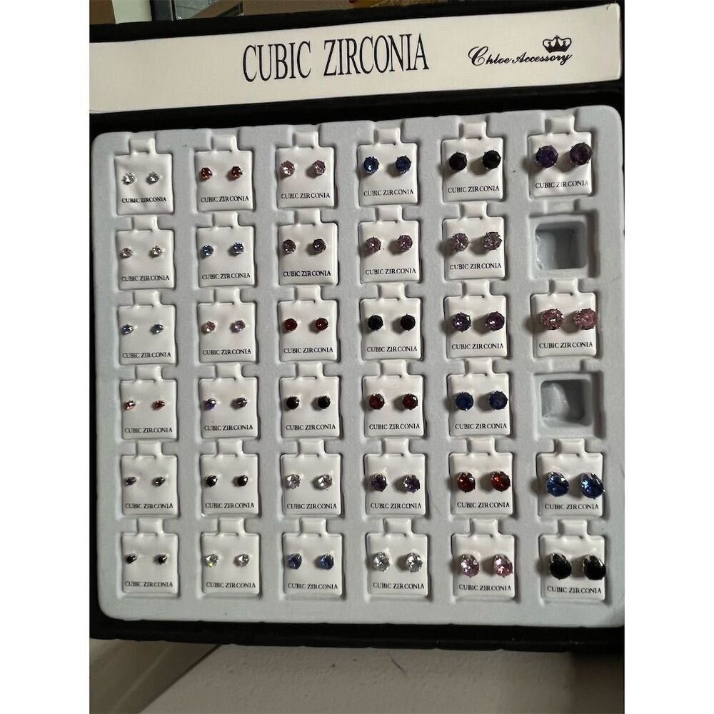 Chloe Purple Cubic Zirconia Stud Earrings Secure Lock Back​ - Picture 3 of 3